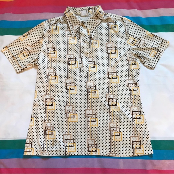 Men’s 70s Polka Dot Novelty Collared Shirt - Picture 1 of 8